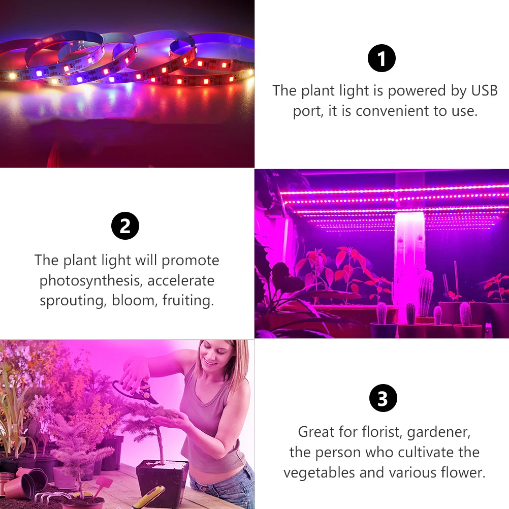 

USB LED Grow Light Strips Full Spectrum for Aquarium Hydroponic Plants Aloe Orchids Daffodils Indoor Growth Lamp Plant