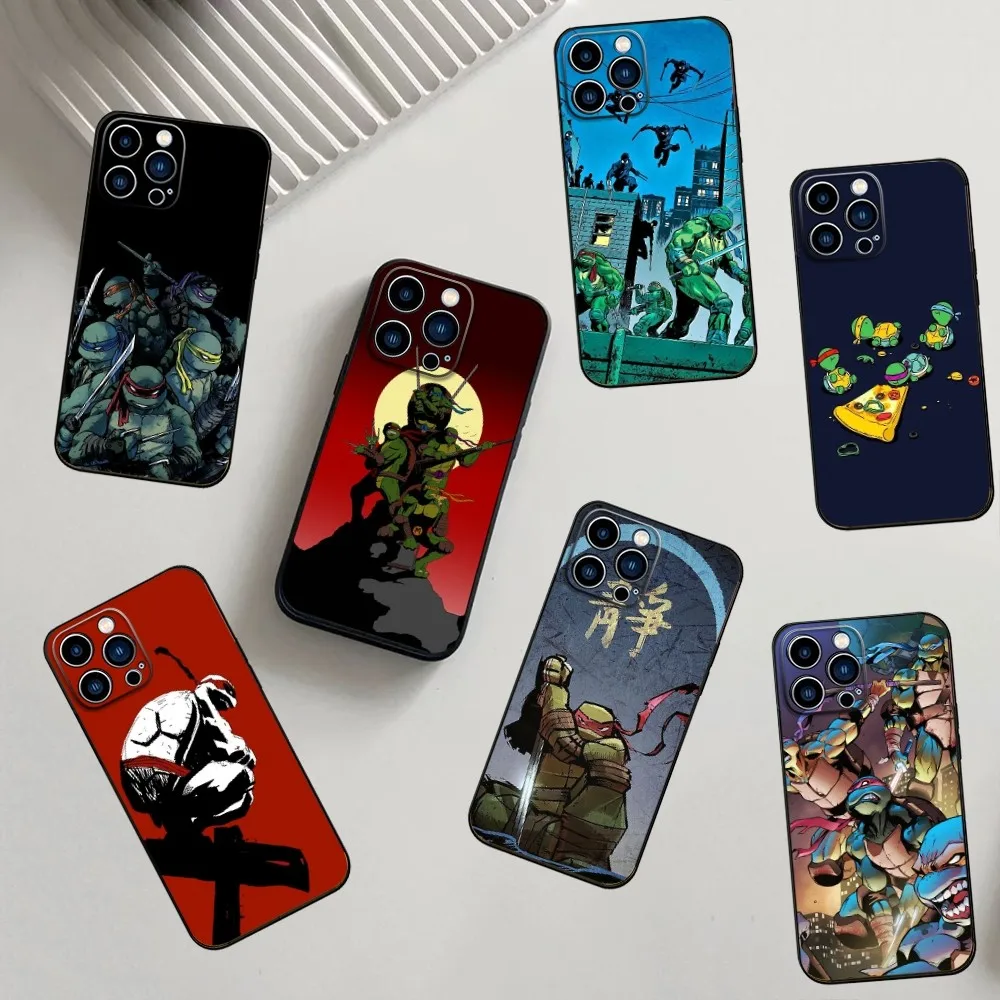 Anime N-Ninja T-Turtles Phone Case For iPhone 16,15,14,13,12,11,Pro,X,XS,Max,XR,Plus,Mini Soft Silicone Black Shockproof TPU