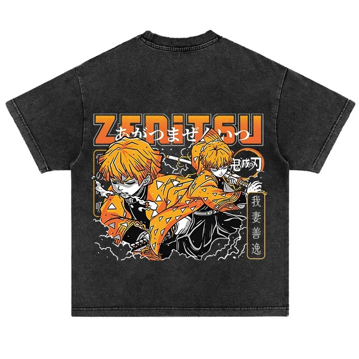 

Men's T Shirts Demon Slayer Anime Streetwear Vintage Washed Oversized Y2k Clothes Women's Short Sleeved Tee Casual Top Summer