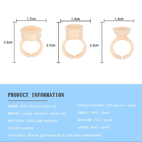 Imagen 2 del producto Anillos de pegamento para pigmento Microblading, soporte para tinta de tatuaje S/M/L, accesorios de maquillaje para cejas, tazas de pegamento para extensión de pestañas, 100/1000 Uds.