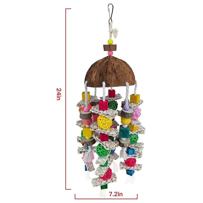 Large parrot nibbling toy in parrot toys Coconut shell Sichuan pepper wood corn vine ball bird skewer toy