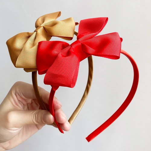 Imagen 2 del producto 1 pieza de cinta hecha a mano, diademas con lazo para el pelo para niñas, 20 colores, bonito lazo, diadema de Color sólido, accesorios para el cabello