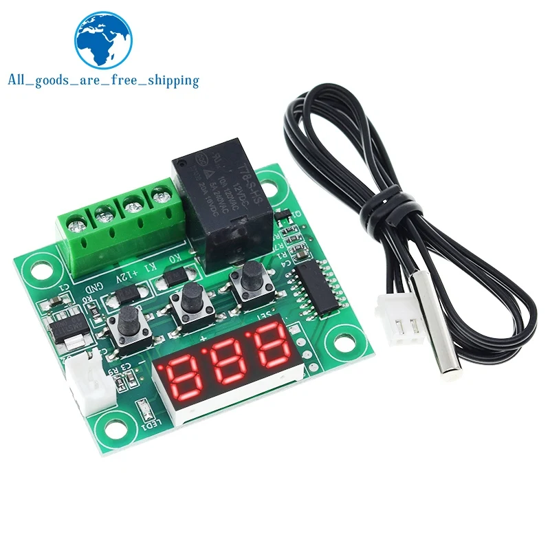 W1209 Blue/Red light DC 12V heat cool temp thermostat temperature control switch temperature controller thermometer thermo