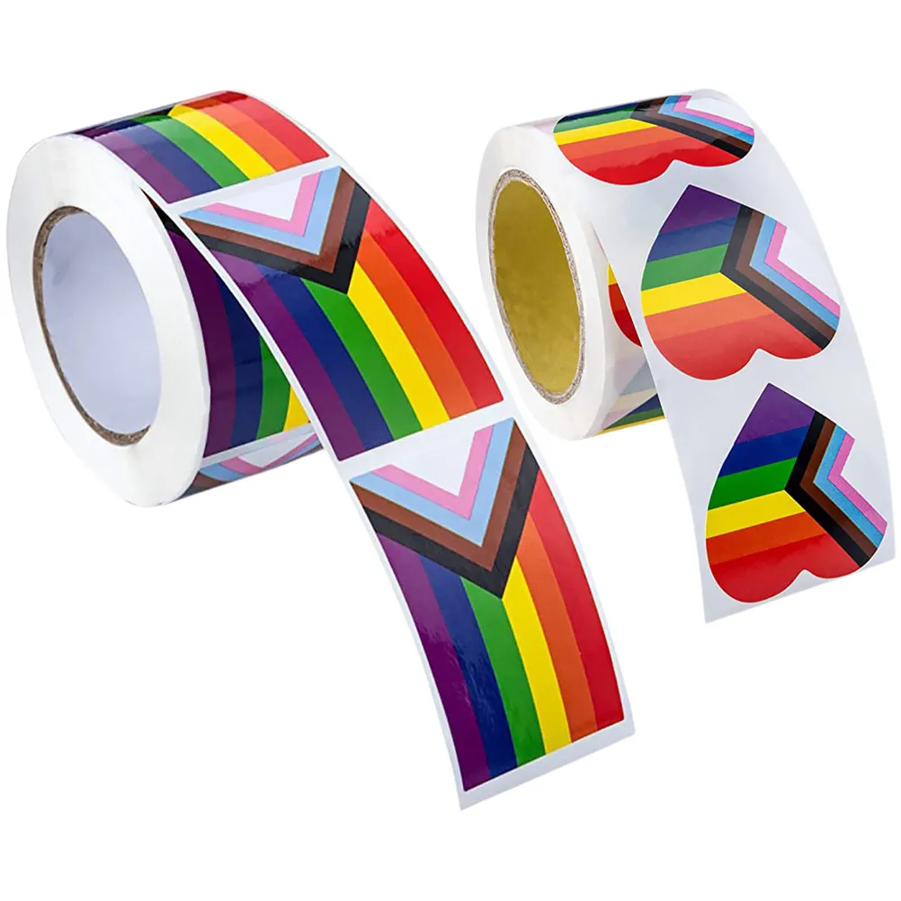 2 Rolls Pride Stickers Rainbow Stickers Bulk Love Heart Flag Decals for Photo Shoots Arm Face Ankle Wrist Chest Waist Festive