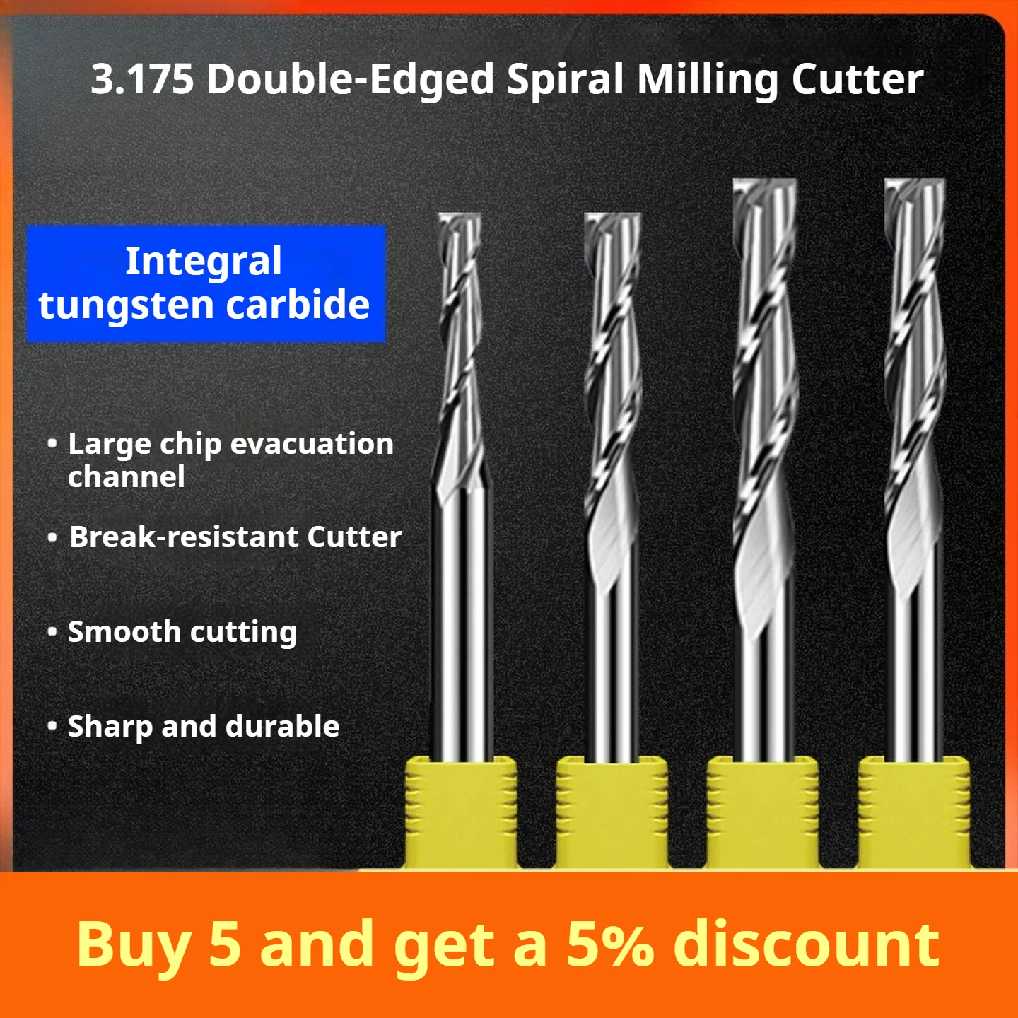 

3.175 Long Reach 2-Flute Carving Tool for Density Board, CNC Sign, Acrylic & MDF – Wood Milling Cutter