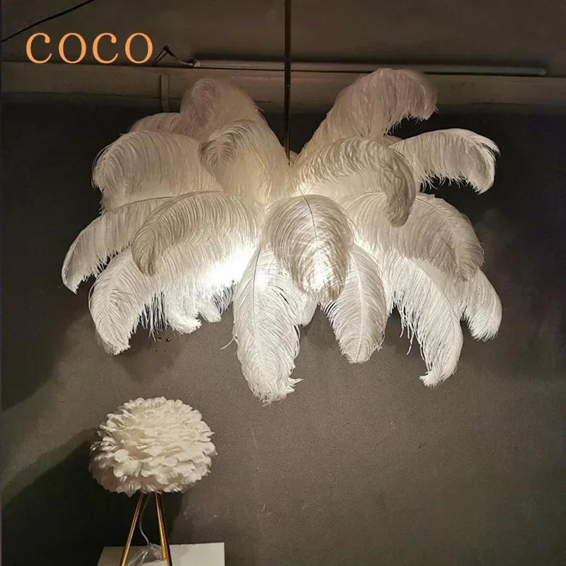 

Led Pendant Lamp Living Room Feather Lamp Bedroom Home Decor Indoor Lighting Hanging Light Fixture luster