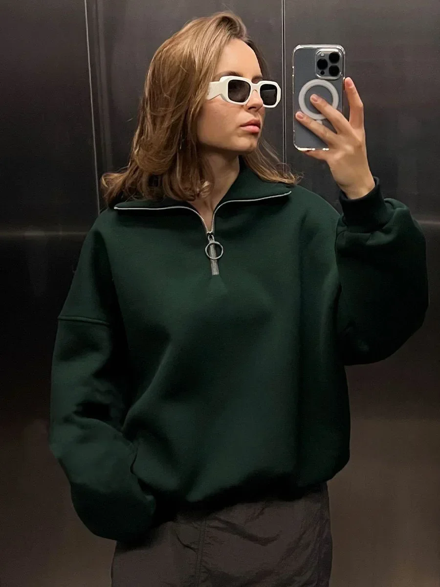 Wolfeel Oversized Hoodies & Sweatshirts for Women Autumn Winter Thick Warm Fleece Sweatshirt Girls Streetwear Loose Pullovers