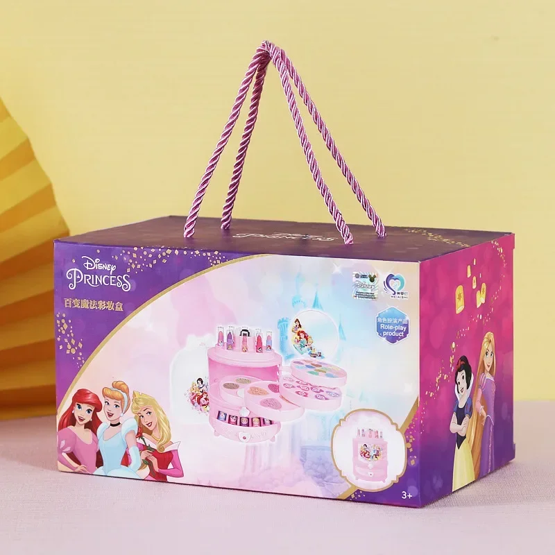 Disney-Coffret de maquillage princesse Elsa Blanche-Neige pour filles, boîte de maquillage de beauté, boîte d'origine, vrais cosmétiques, cadeau d'anniversaire pour enfants