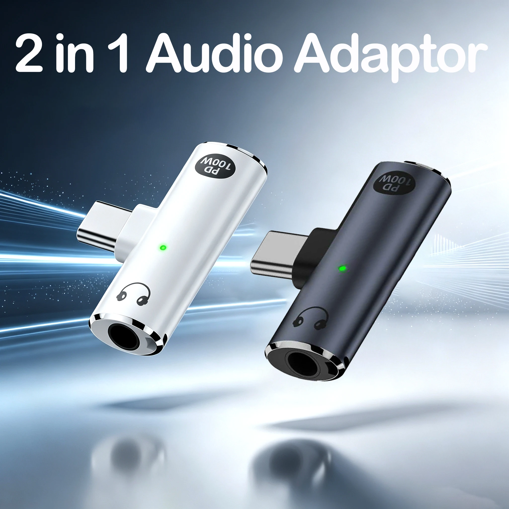 2 in 1 Audio Adapter Type-C to 3.5MM Headphone Charging Rotatable, Headphone Audio Converter USB-C Adapter to USB-C Audio Cable