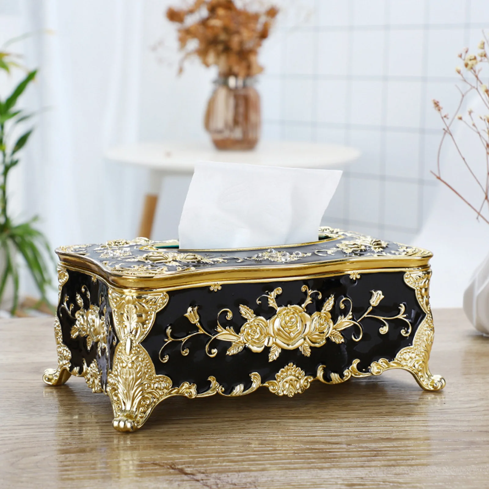 European-Style Napkin Tissue Storage Box Decorative Paper Organizer Suitable for Living Room Decoration