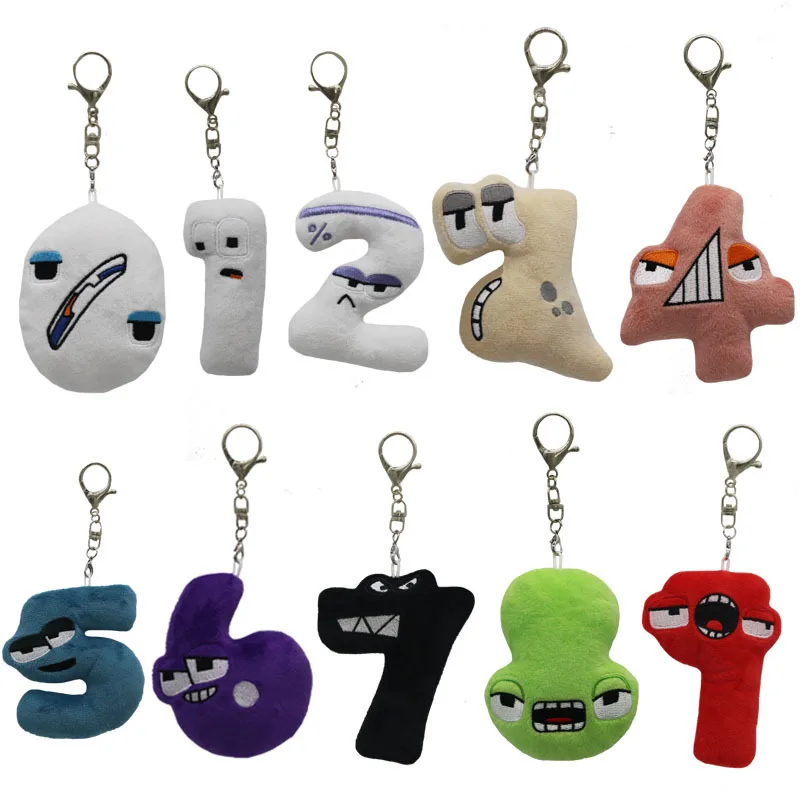 

Alphabet Lore Digital Series Plush Keychain For Women Men Cute Cartoon1 2 3 Number Animal Ornament Bag Key Chain Pendant Keyring