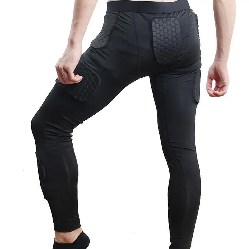 Damping Men's Safety Anti-Collision Pants Basketball Training Tights Leggings Knee Pads Protector Sports Compression Trousers