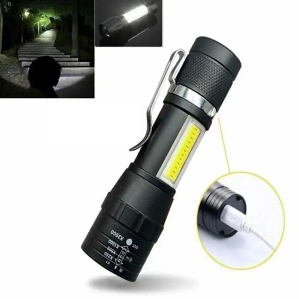 Mini Rechargeable LED Flashlight Use XPE COB Lamp Beads 100 Meters Lighting Distance Used For Adventure Camping Hiking