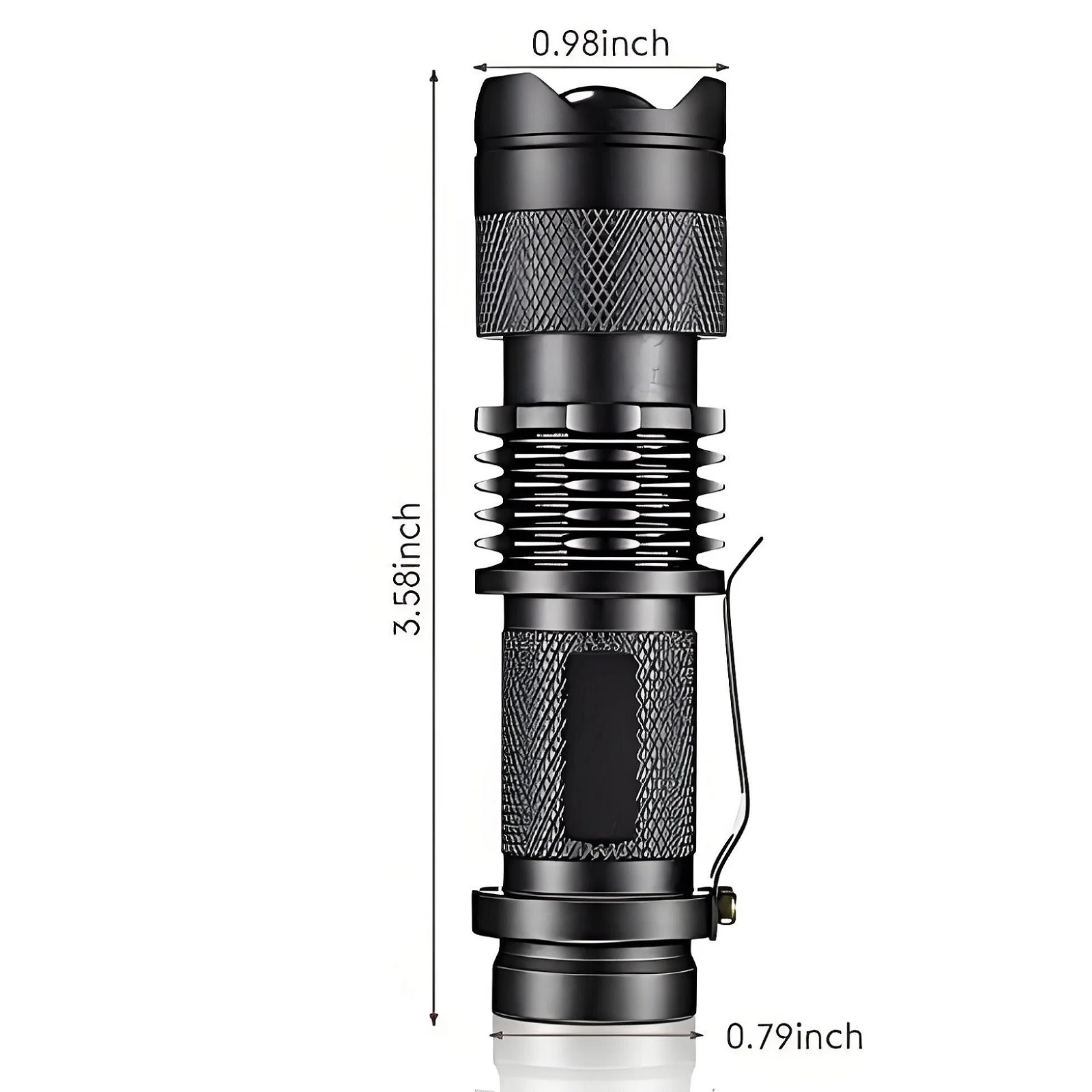 AODTOSIP 1PC New High Strong Power Mini LED Flashlight Battery Powered with Clip Adjustable Focus Tactical Torch Light