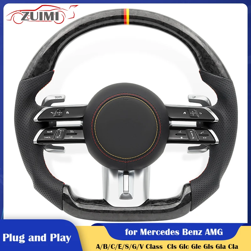 

Forged Carbon Car Steering Wheel for Mercedes Benz AMG W204 W205 W221 W222 Cls Glc Gle Gls Gla Cla Glk Slc C63 E63 G63 GLA45 A45