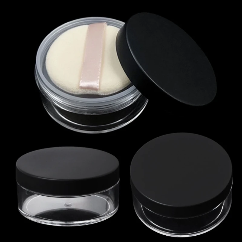 50g Plastic Empty Loose Powder Pot With Sieve Cosmetic Jar Makeup Container Box 2pcs