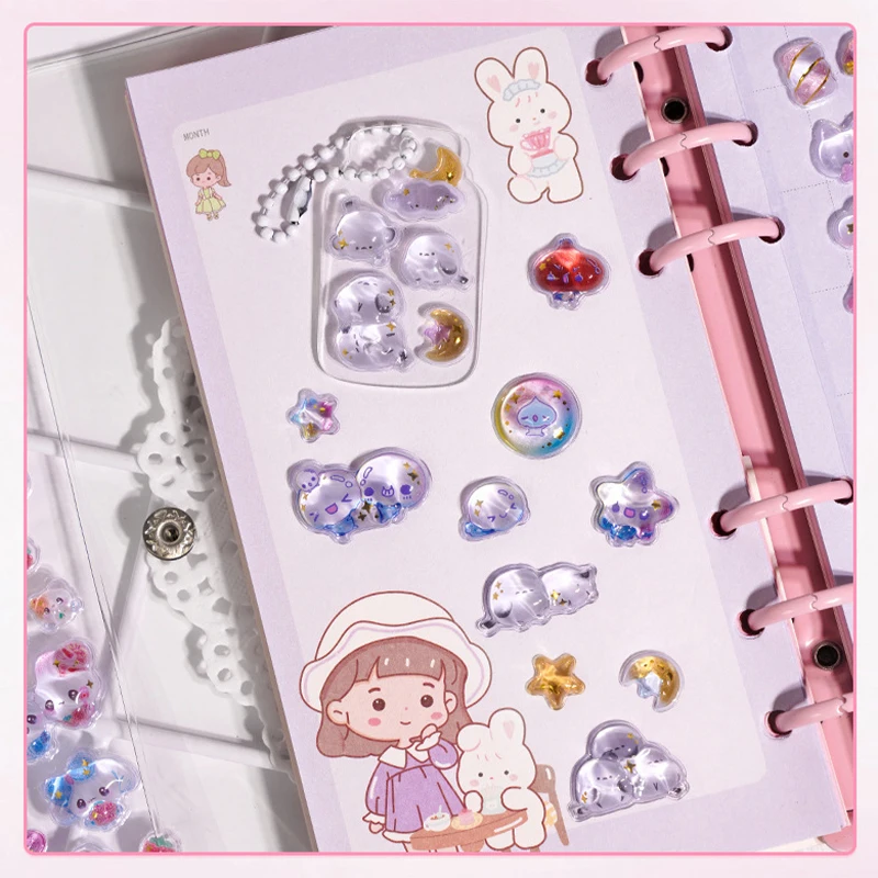 Hot 3D Cute Laser Rabbit Crystal Sticker Diy Animal Series Phone Notebook Laptop Mirror Decorations Children's Birthday Gifts