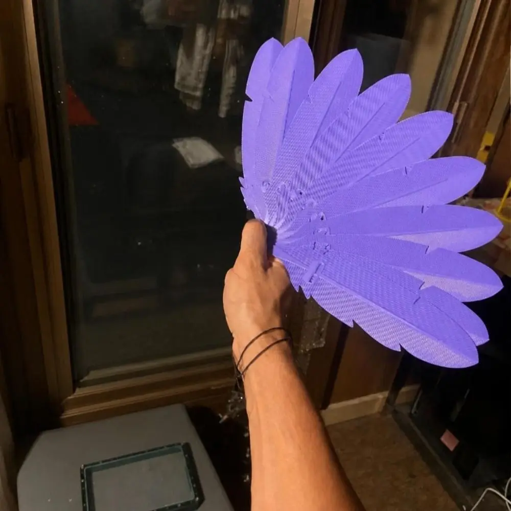 3D Printed Realistic Feather Folding Fan Portable Novelty Summer Cooling Fan Handmade Art Creative Handheld Feather Fan