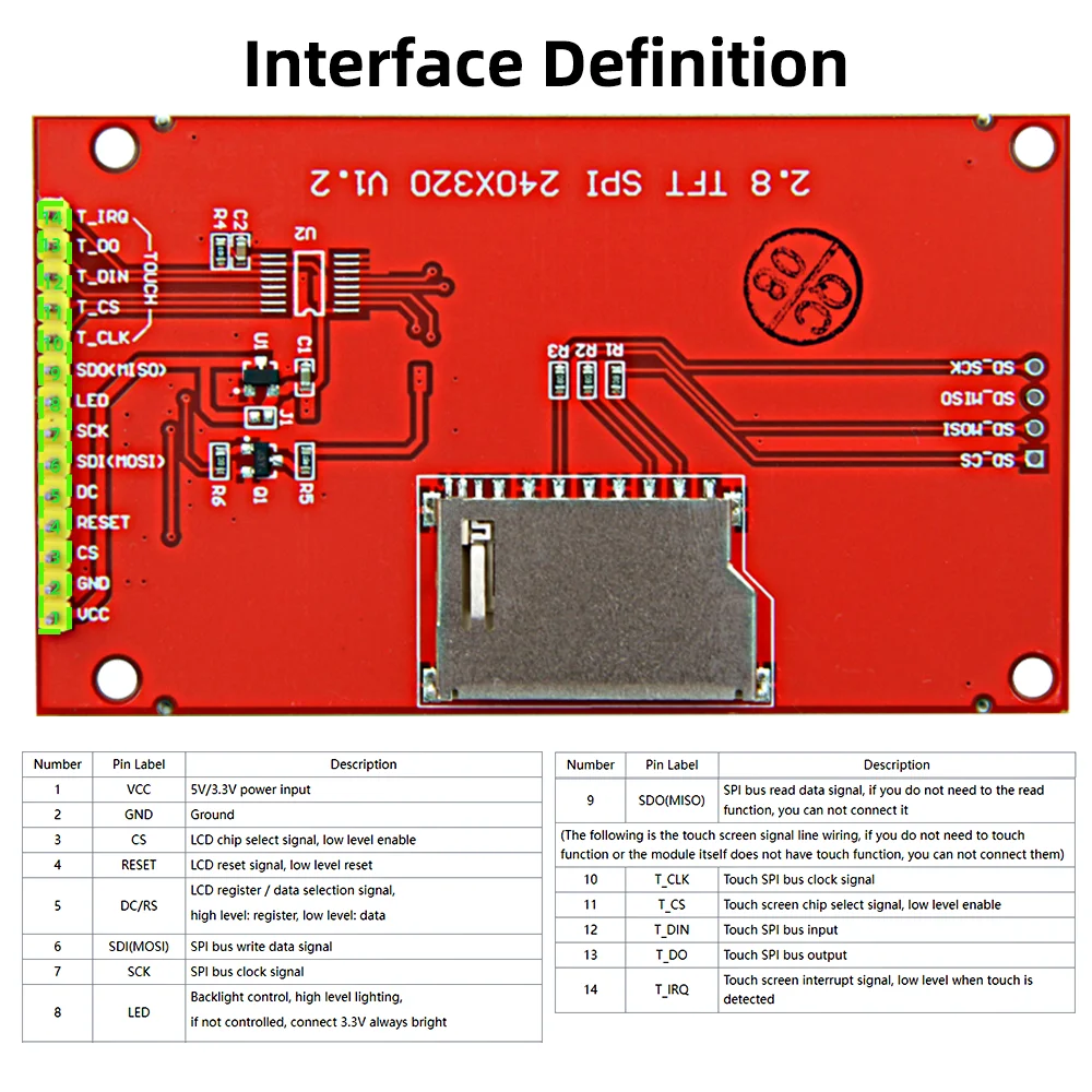 ILI9341 ST7789V 240x320 2,8 "SPI TFT LCD Panel táctil módulo de puerto serie con lápiz táctil y PBC