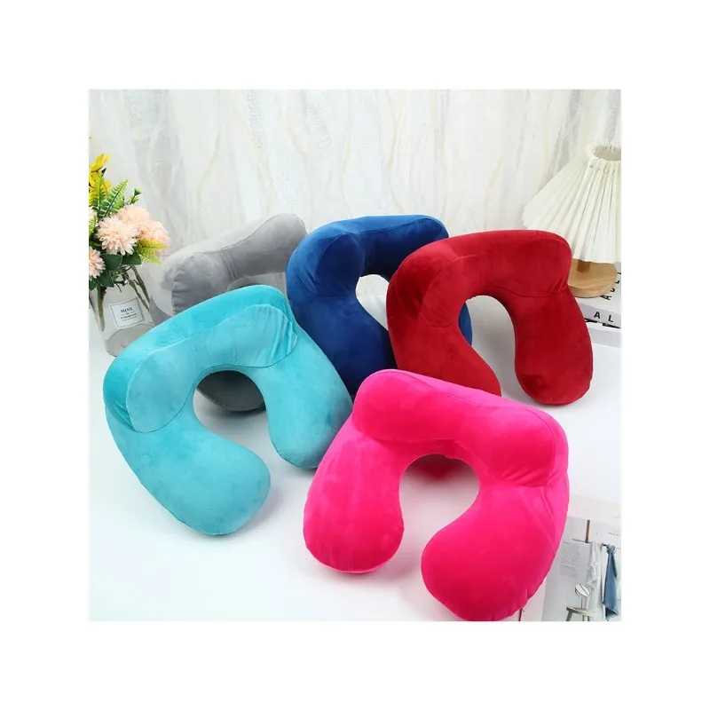 U-Shape Travel Pillow for Airplane Inflatable Neck Pillow Travel Accessories 4Colors Comfortable Pillows for Sleep Home Textile