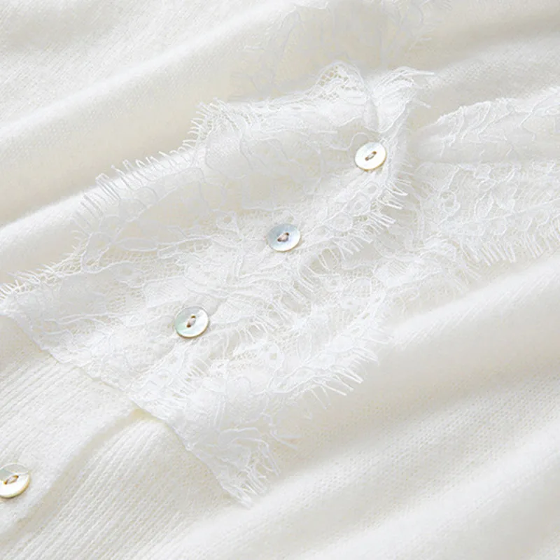 Winsleter-60.1%ขนแกะ 8%แคชเมียร์เสื้อสเวตเตอร์หรูหรา,ผู้หญิง V คอลูกไม้เย็บปะติดปะต่อกัน,ฝรั่งเศสถักเสื้อคาร์ดิแกน,ฤดูใบไม้ร่วง 2025 T58403CC