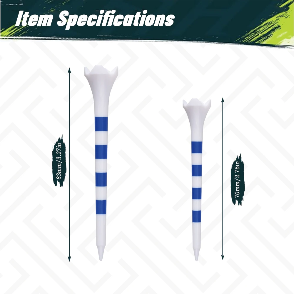 【20 Stück】 70 mm/83 mm farbig gestreiftes Golf-Tee – langlebiges Golf-Tee-Set aus Kunststoff mit vier Gabeln – hochwertiges Golfzubehör für Männer und Frauen – Detail 2