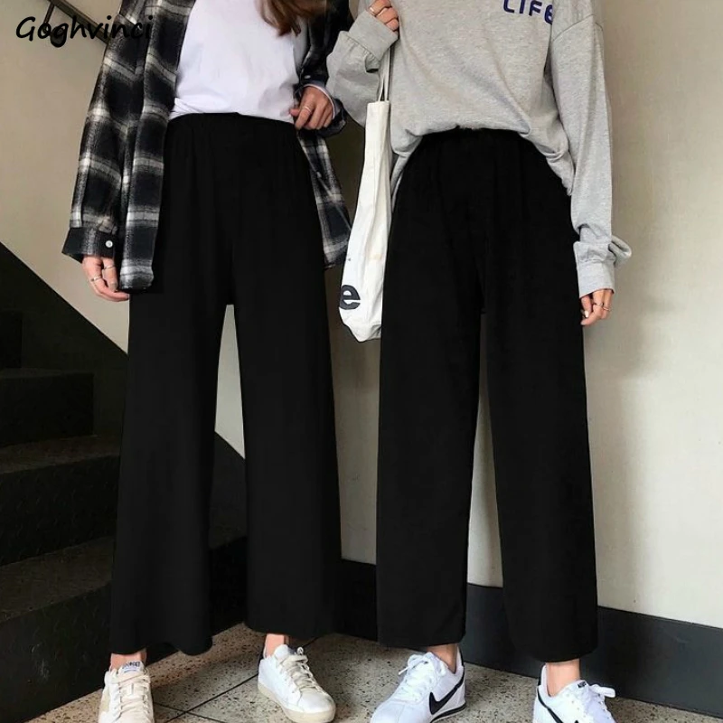 Casual Pants Women Elastic Waist Ankle-length 3XL Loose Simple Korean Style All-match New Arrival Large Ulzzang Retro Fashion