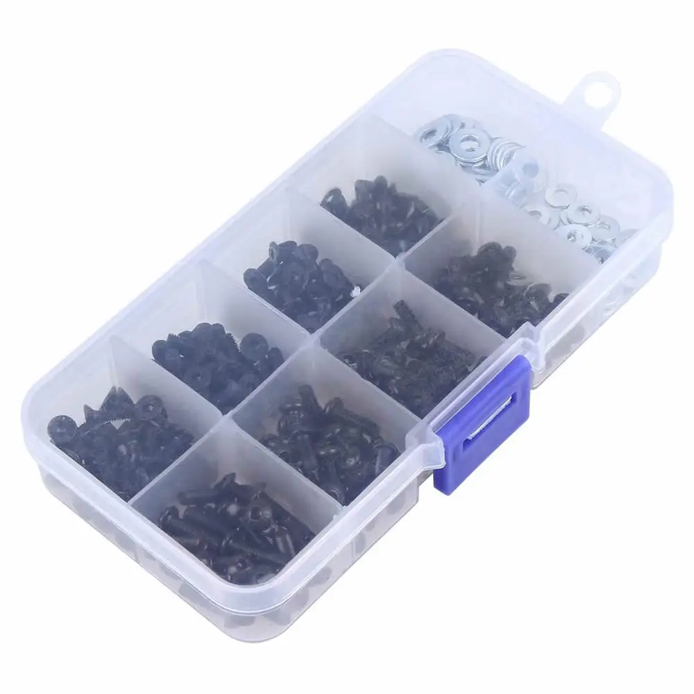 340pcs M3 10.9 black high strength Flat washers with round countersunk head hex screws Assortment Kit