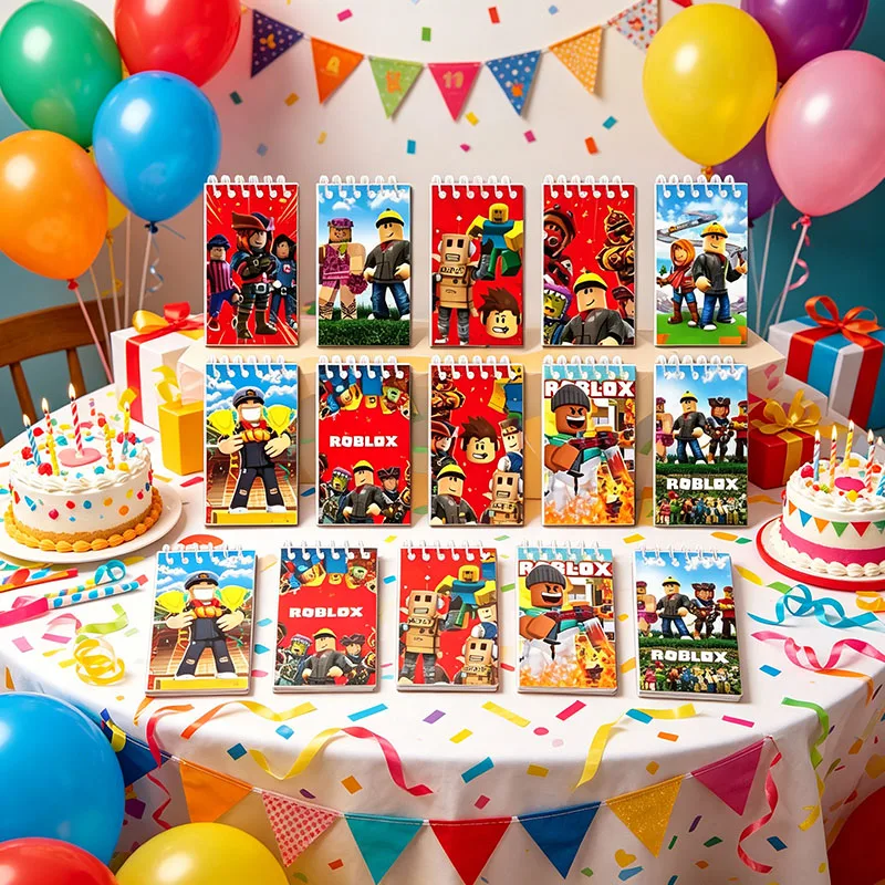 Acessório de Pingente Portátil com Cordão e Bolsa para Cartões, Tema Festival Roblox, Padrão de Desenho Animado, Suprimentos de Decoração para Festa de Aniversário