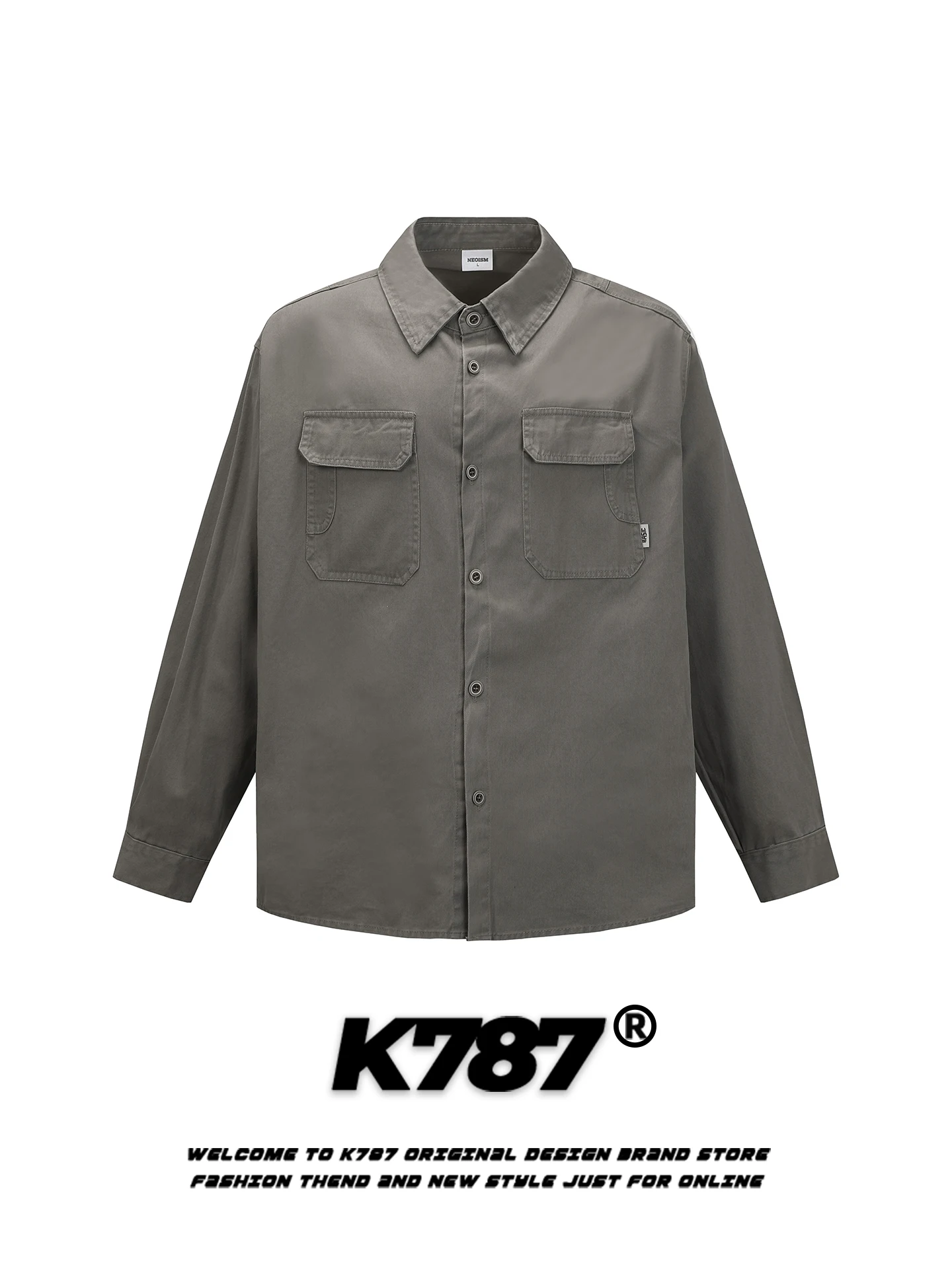 

K787 American Retro Long Sve irt ex Loose Casual Slimming Color Commuting Couple irt Cotton Youth Trend Stre...
