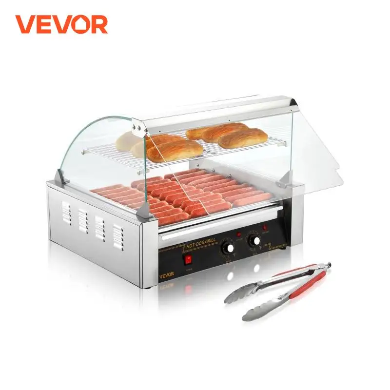 VEVOR  5/7/11 Rods Commercial Hot Dog Roller Electric Sausage Maker Barbecue Grill Machine for Camping Party Home Appliance 110V