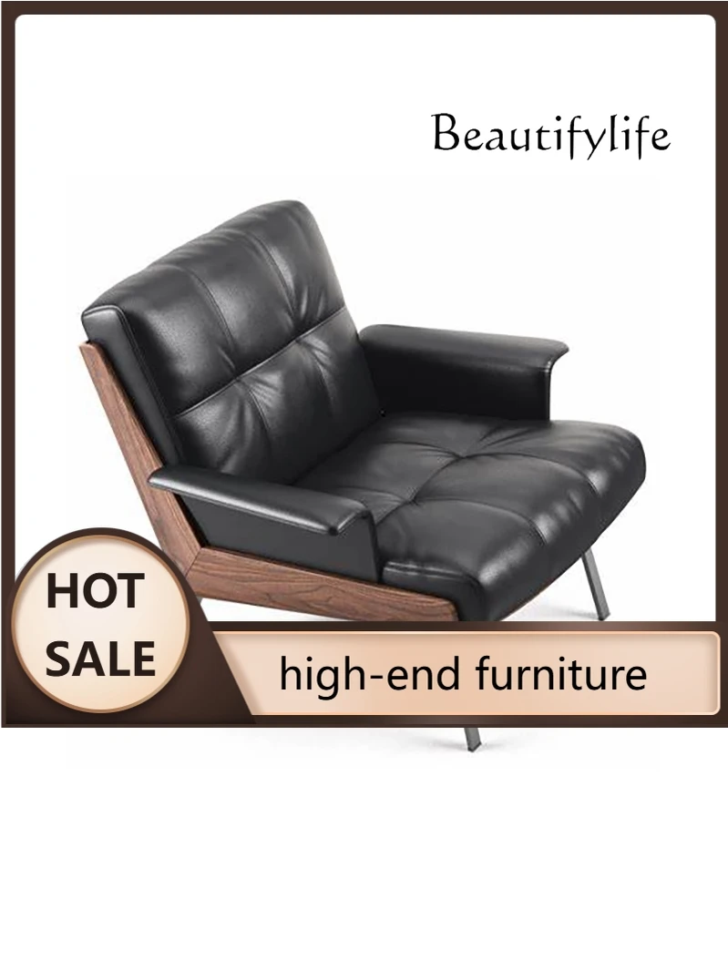 H Single Sofa Leisure Chair Full Leather Living Room Rotating Tiger Recliner Simple Design Furniture Customization