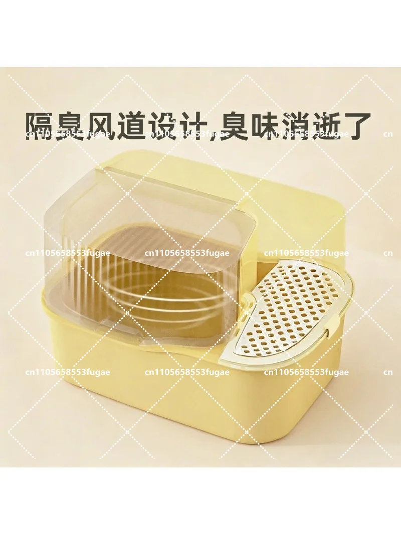 Extra Large Corridor Cat Litter Box, Splash-Proof Fully Enclosed Deodorizing Toilet with Fecal Basin for Cats