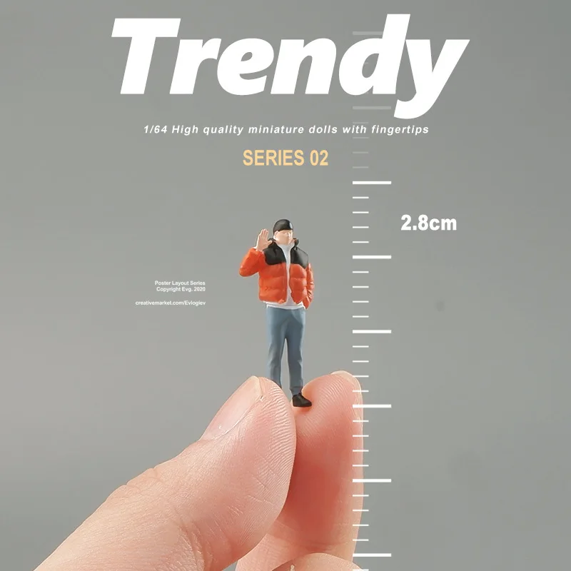 1:64 Anime doudoune hommes Mini poupée Figure modèle miniature photographie accessoires scène modèle bricolage table de sable aménagement paysager ornement