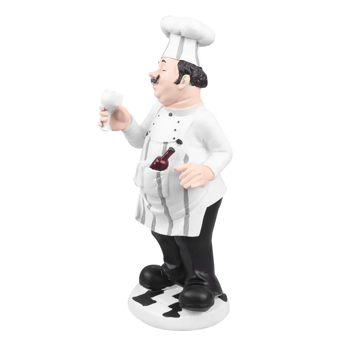 1Pcs Resin Cook Sculpture Chef Statue Desktop Decor Simple Portable Steady Standing Retro Humorous Kitchen Bar Cafe Decoration