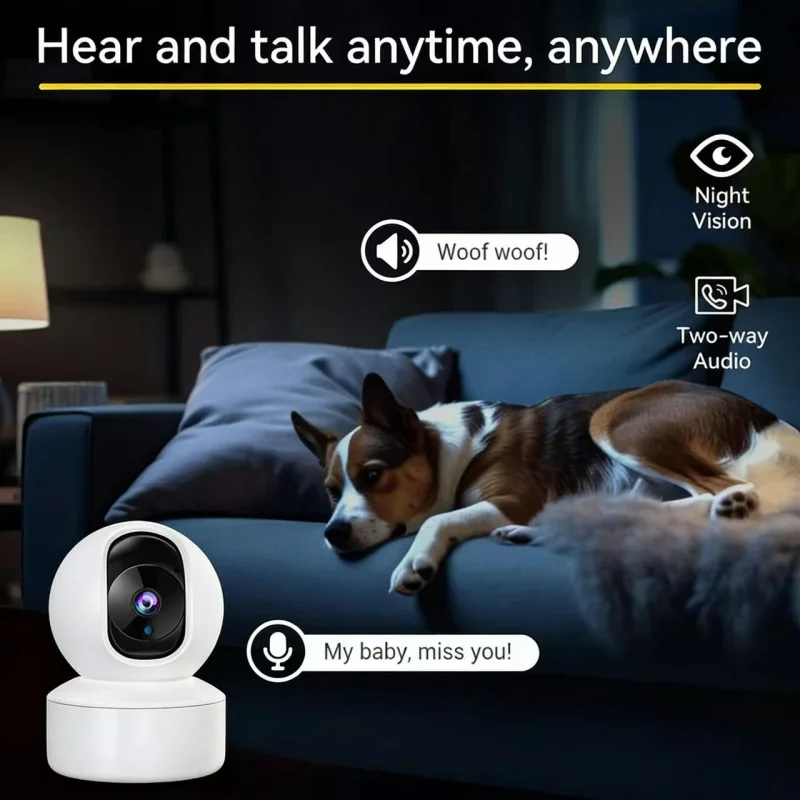 Pet Dog Camera with Phone App, 5G/2.4GHz WiFi Indoor Security Baby Camera, 360° Pan & Tilt, 2-Way Audio, Night Vision