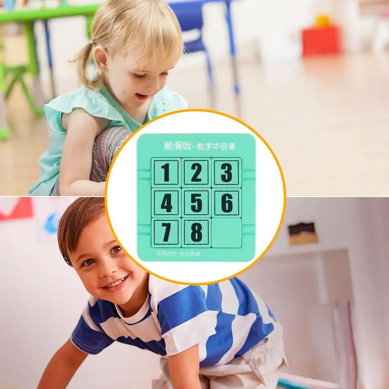 Number Sliding Puzzle Game Wooden Sliding Block Number Puzzle Wooden Hand-Speed Training Toy Early Education Moving Blocks Game