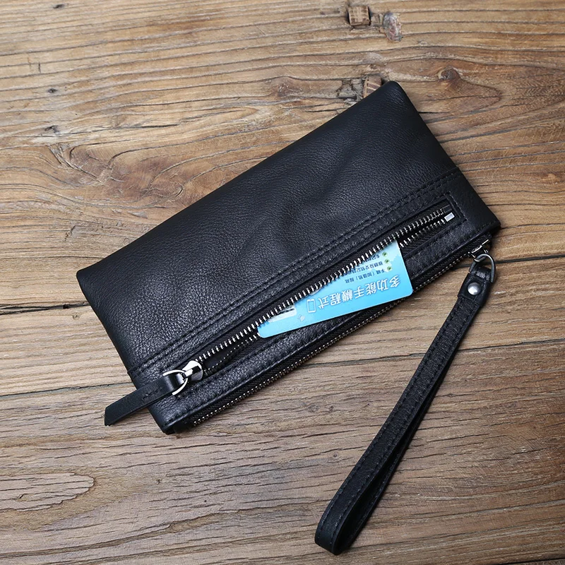 NZPJ Echtem Leder männer Kupplung Top Schicht Rindsleder Lange Zipper Brieftasche Aus Weichem Leder frauen Brieftasche Große Kapazität Dünne telefon Tasche – Detail 9