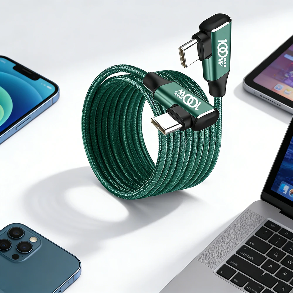 Green 100W Type-C to Type-C Fast Charging Data Cable, Universal for iPhone 16/15 Series, Samsung Galaxy Android Phones & Tablets