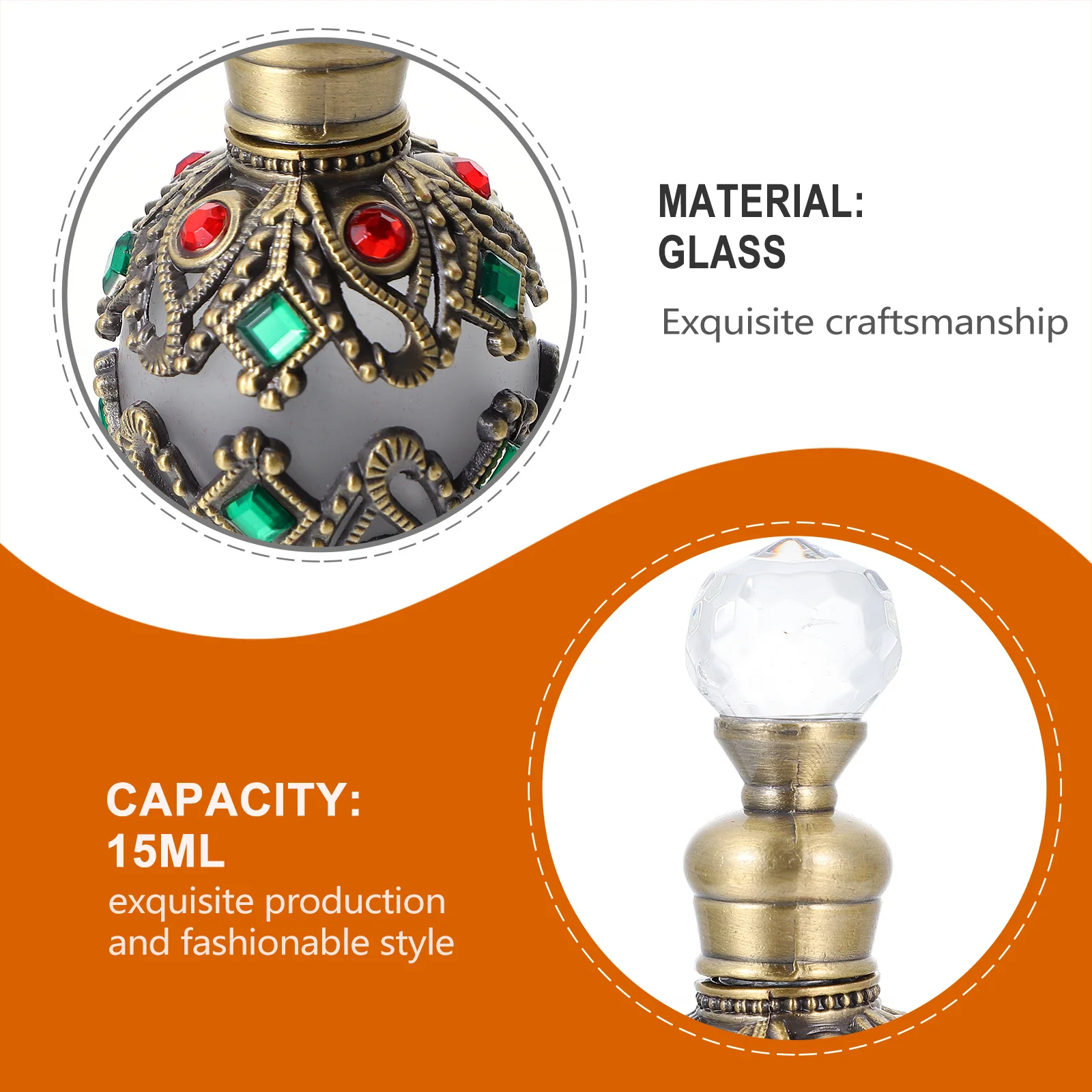 2 szt. Szklane butelki wielokrotnego użytku 15 ml, wykwintne wykonanie, inkrustowane diamentami, przenośne etui na perfumy, modne i bezpieczne, idealne w podróży.