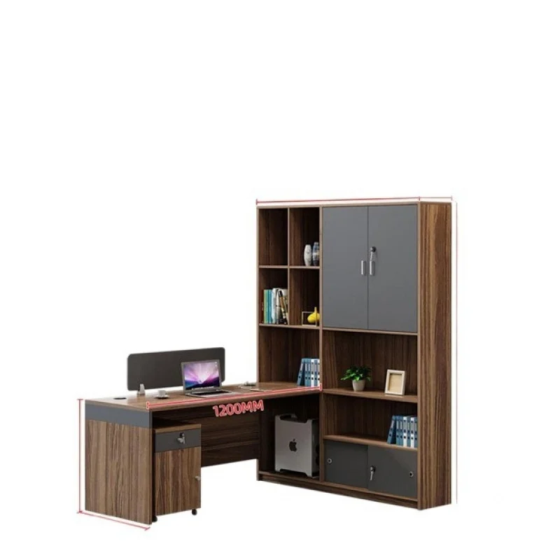 

CEO desk,boss table,office Furniture,Simple Modern Financial , Staff And Chair Set, Office Three-Person With High Cabinet, Teach