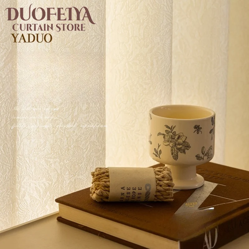 New French Luxury Medieval Thickened Tulle Curtains for Living Dining Room Bedroom Transparent Light Not Transparent People