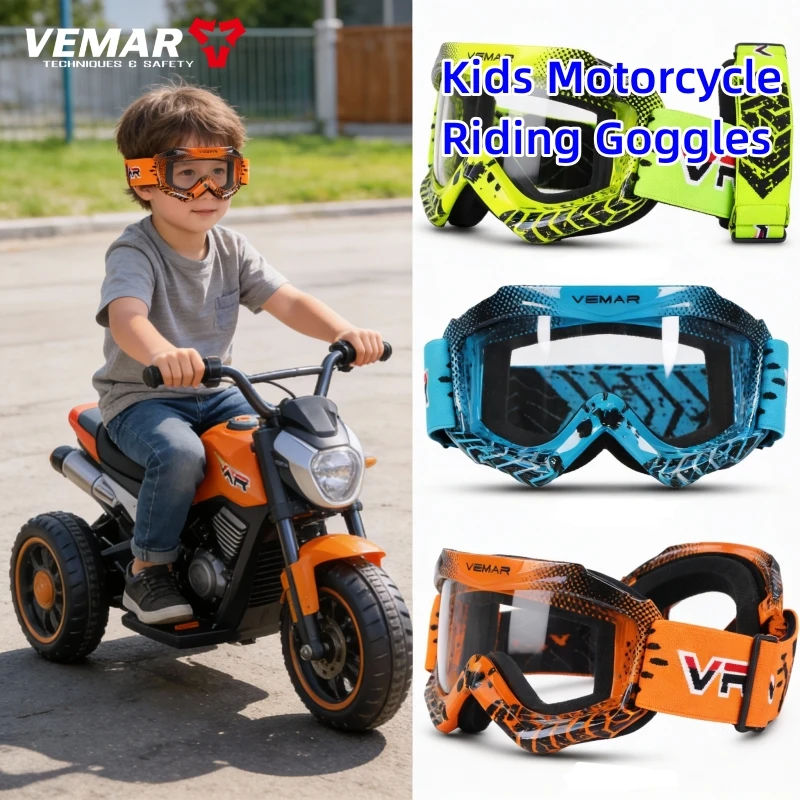

VEMAR Children's Boys & Girls Motocross Goggles - Professional Ventilated Off-Road Outdoor Kids Bike Motorcycle Riding Goggles