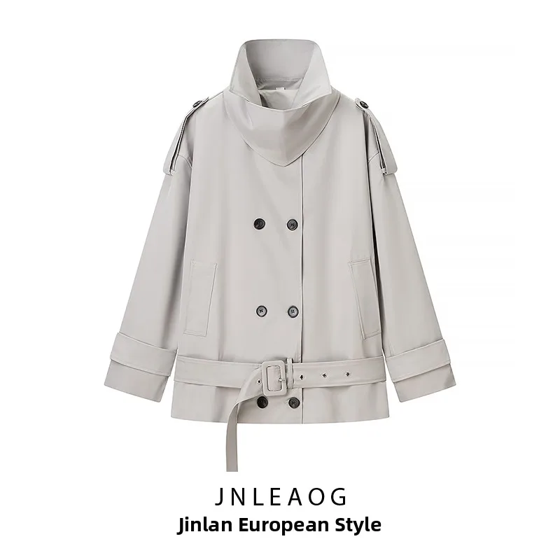 

JNLEAOG, осеннее новое модное женское пальто, двухрядное пальто на пуговицах, средней длины, универсальный дизайн, длинный свеч, полиэтилен...