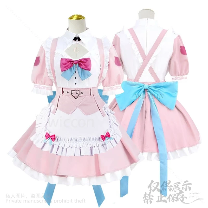 Yuuki sakuna cosplay anime hololive vtuber virtual youtuber traje vestido rosa lolita para meninas halloween natal personalizado