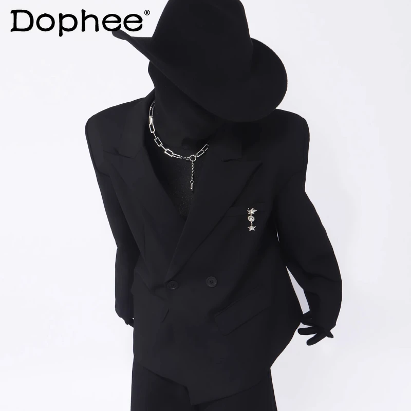 Men's Padded Shoulder Long Sleeve Blazer Jackets Men 2025 Autumn New Stylish Tailored Coats Male Solid Color Trendy Suit Jackets