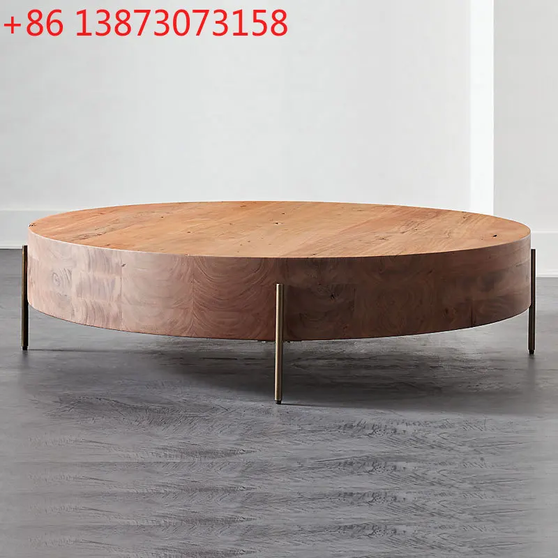 

Круглый журнальный столик в скандинавском стиле, винтажный, из массива дерева, креативный, простой, для дома, дизайнерский, в японском стиле ваби-саби