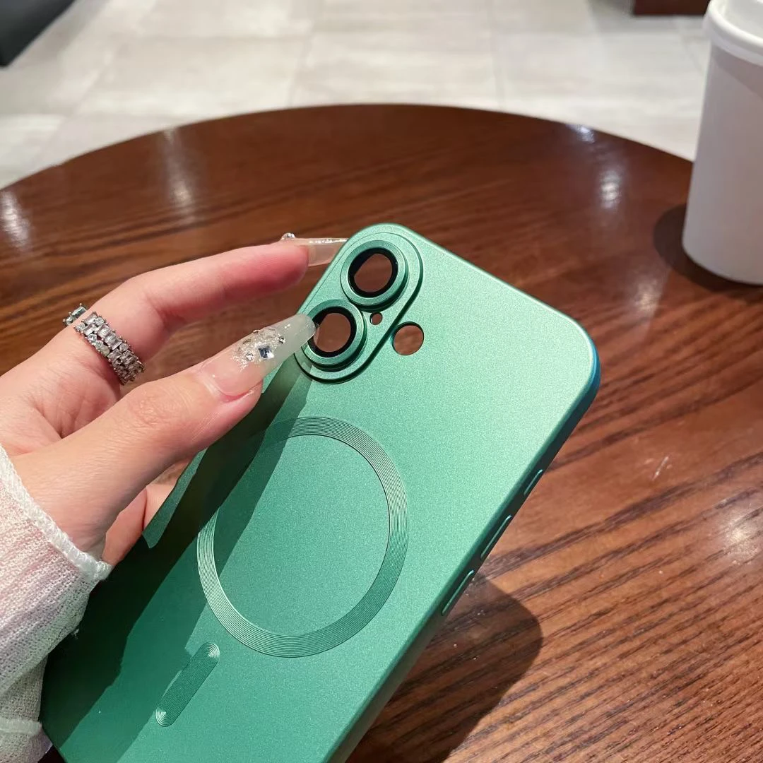 For Magsafe Magnetic Matte Phone Cases For iPhone 16 15 13 12 14 11 Pro Max Plus Wireless Charge Lens Protector Shockproof Cover - náhled 5