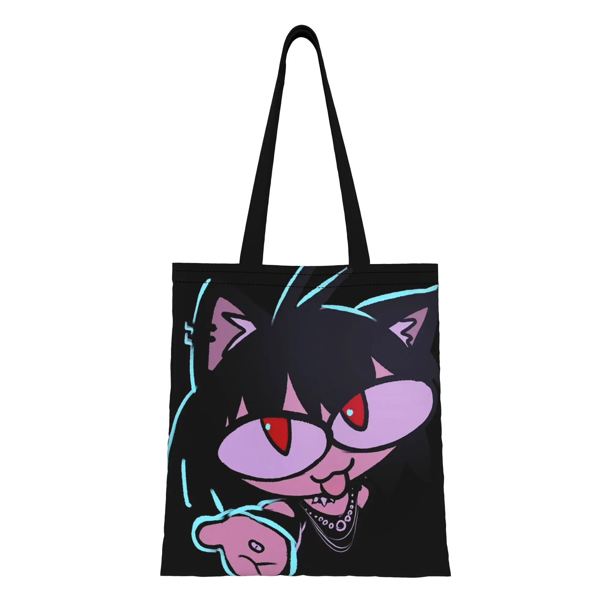 1PC Large Capacity Funny Designs Ibuprofen Cat Meme Canvas Tote Bag Foldable Chic Pattern No Closed Design