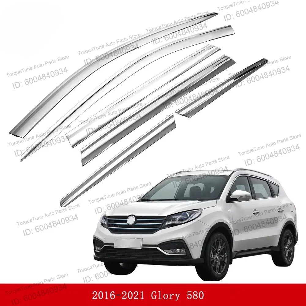 Premium Chrome Trim Window Visor for DONGFENG GLORY 580 2016-2021, 4Pcs Rain Guard Wind Deflector, UV Protection Easy Install
